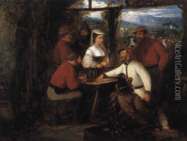Garibaldini In Sosta Oil Painting - Giuseppe Moricci