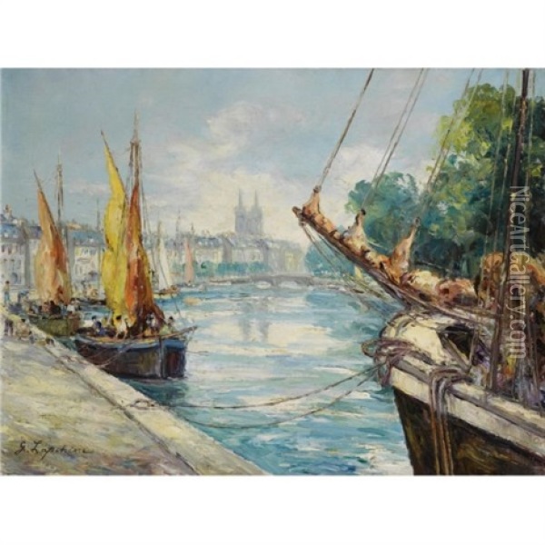 The River Odet At Quimper Oil Painting - Georgi Alexandrovich Lapchine