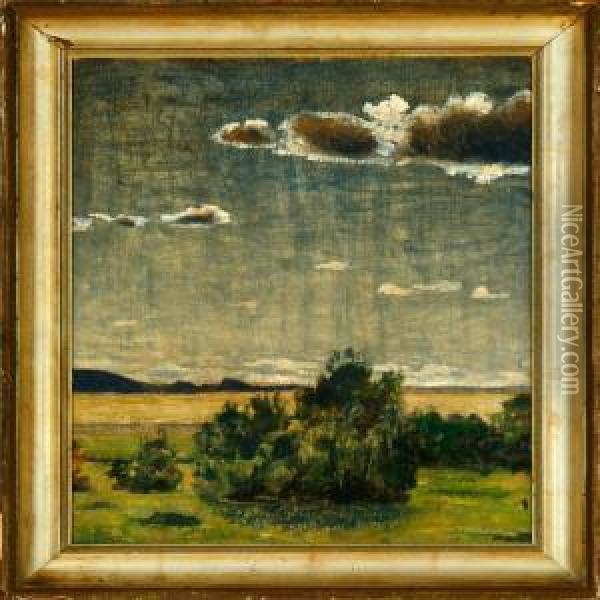 Landscape With Clouds Oil Painting - Harald Giersing