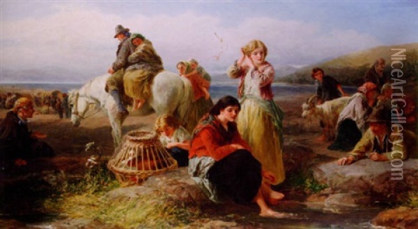 The Morning Of The Pattern Oil Painting - Francis William Topham