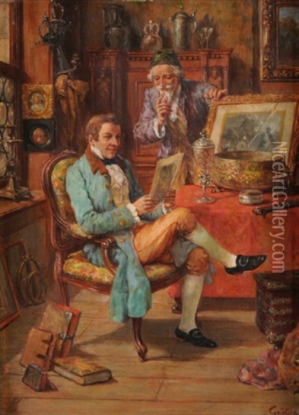 Der Besuch Beim Antiquar Oil Painting - Francois Adolphe Grison