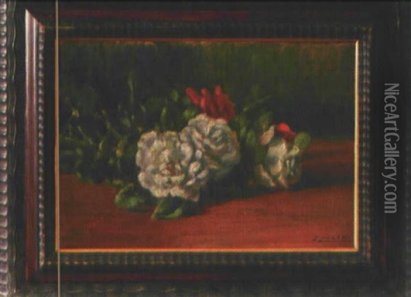 Rote Und Weise Rosen Oil Painting - Cesare Calchi Novati