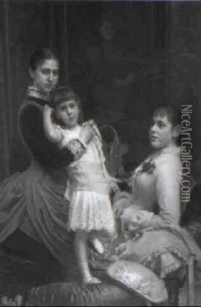 Portrat Von Drei Schwestern Oil Painting - Wilhelm A. Vita