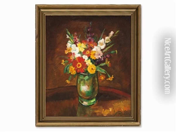 Painting Flowers In Vase Oil Painting - Anton Emanuel Peschka