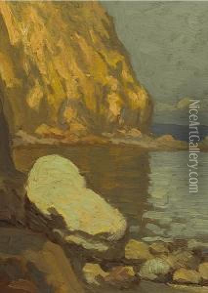 Coastal Rocks Oil Painting - Gottardo Piazzoni