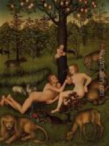 The Garden Of Eden Oil Painting - Lucas The Elder Cranach