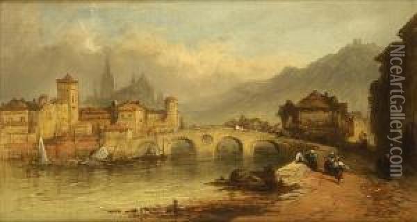 The Bridge At Verona Oil Painting - Henry John Foley