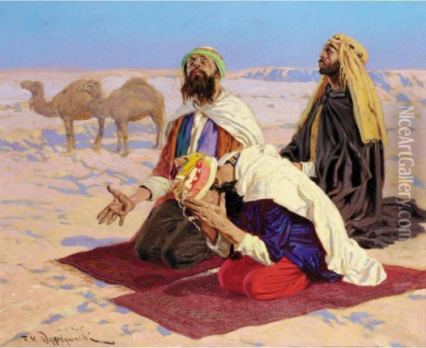 The Desert Prayer Oil Painting - Feliks M. Wygrzywalski