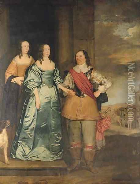 Group portrait of Sir Nicholas Miller (d. 1658), of Oxenhoath, Kent Oil Painting - English School