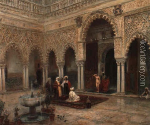 Presentation De L'esclave Au Sultan Oil Painting - Frans Wilhelm Odelmark