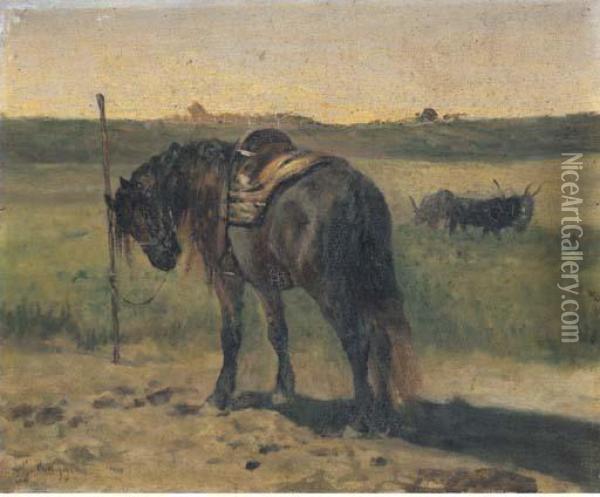 Cavallo Nel Paesaggio Oil Painting - Giuseppe Raggio