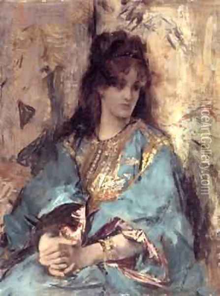 A Woman Seated in Oriental Dress Oil Painting - Aime Stevens