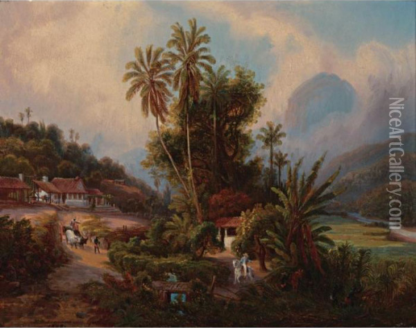 Hacienda Azucarera De San Esteban, Cerca De Puerto Cabello Oil Painting - Ferdinand Konrad Bellermann