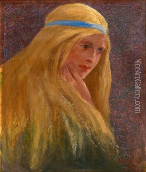 Blonde Girl Oil Painting - Sigfrid August Keinanen
