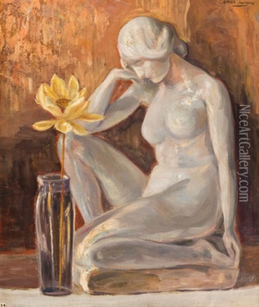 Meditation Oil Painting - Alfred Juergens
