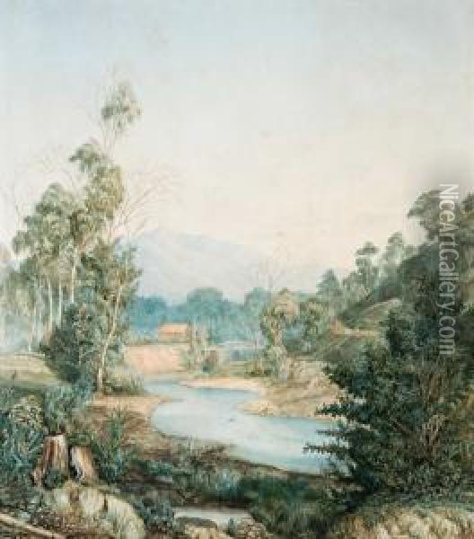 Victorian River Scene Oil Painting - Ebenezer Wake Cook