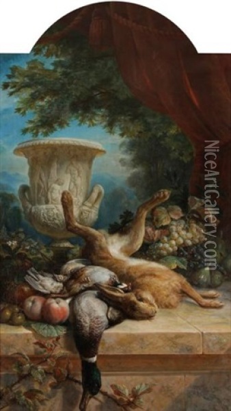 Nature Morte Au Trophee De Chasse Et Grappe De Raisins Oil Painting - Francois Gabriel Guillaume Lepaulle