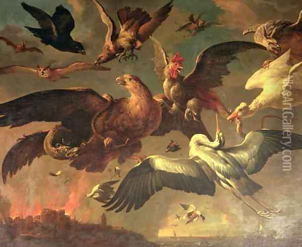 William IIIs Lowland Wars Oil Painting - Melchior de Hondecoeter