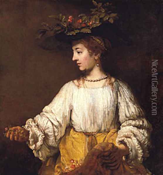 Flora probably early 1650s Oil Painting - Harmenszoon van Rijn Rembrandt