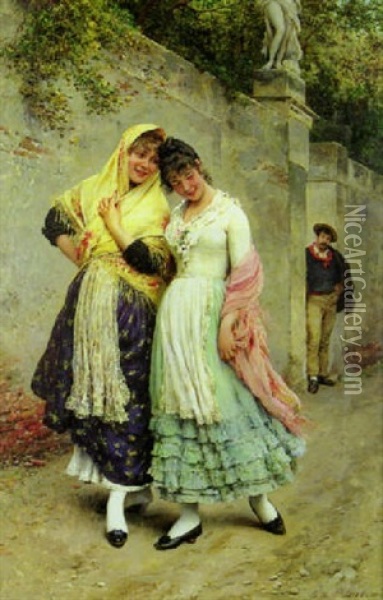 The Flirtation Oil Painting - Eugen von Blaas