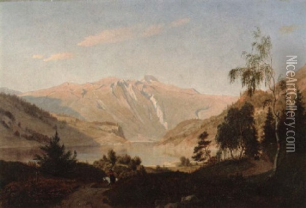 Ferdesl Pa Landevei Langs Fjorden Oil Painting - Johan Fredrik Eckersberg