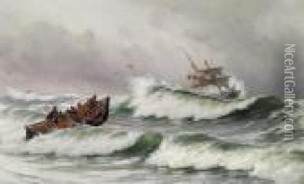 Lifeboat In Action Oil Painting - Carl Locher