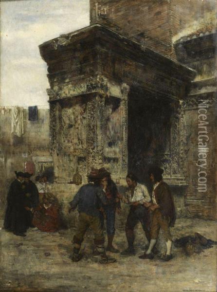Scene Animee Dans Une Rue De Rome Oil Painting - Theodor Josef Ethofer
