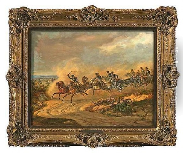 Preussische Reiter Mit Geschutzlafette Oil Painting - Dietrich (Heinrich Maria) Monten