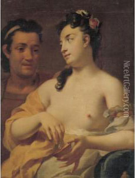Cleopatra And Marc Antony Oil Painting - Matheus Terwesten