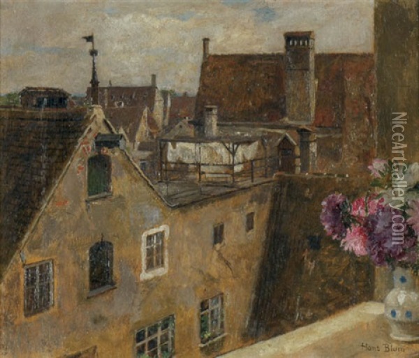 View From The Window Oil Painting - Hans Blum