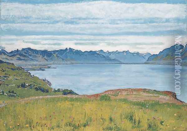 Landscape on Lake Geneva Oil Painting - Ferdinand Hodler