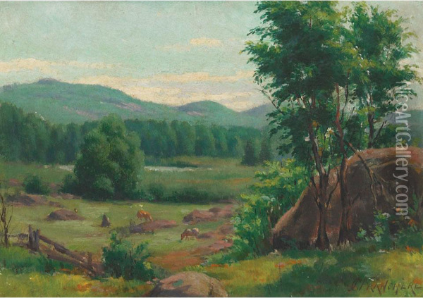 Pasture With Grazing Cattle Oil Painting - Joseph Charles Franchere