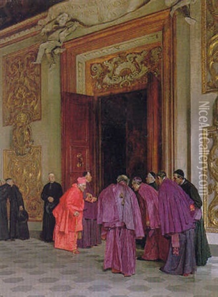 Receiving The Cardinal Oil Painting - Giovanni Lessi