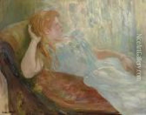 Jeune Fille Etendue Oil Painting - Berthe Morisot