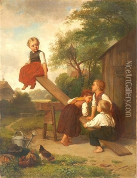 Spielende Kinder Oil Painting - Ludwig Neustatter