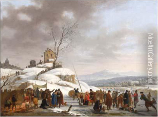 Les Plaisirs De L'hiver Oil Painting - Adolphe Roehn