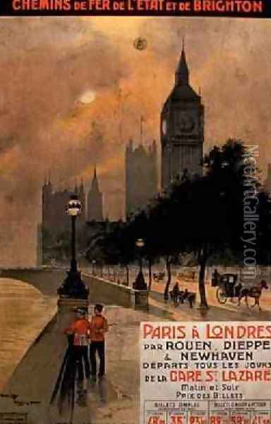 State and Brighton Railways Paris to London Oil Painting - Julien Lacaze