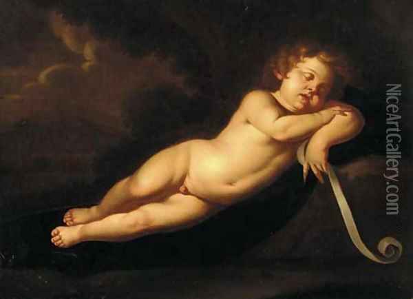 A sleeping putto Oil Painting - Guido Reni