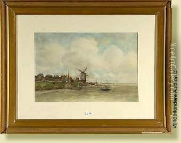 Paysage Fluvial En Hollande Oil Painting - Fredericus Jacobus Van Rossum Du Chattel