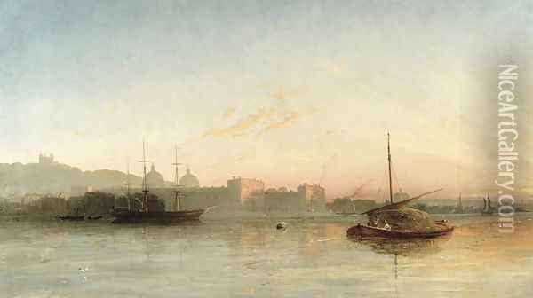 View of the Thames at Greenwich Oil Painting - William Adolphu Knell