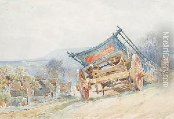 Study Of A Cart Oil Painting - Charles Robertson