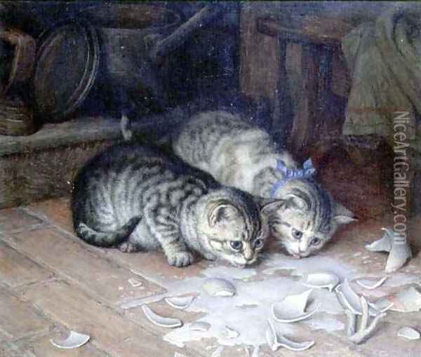 Its no use Crying over Spilt Milk, 1880 Oil Painting - Frank Paton