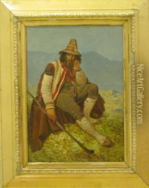 Italiensk Bonde. Oil Painting - Gustaf-Wilhelm Palm