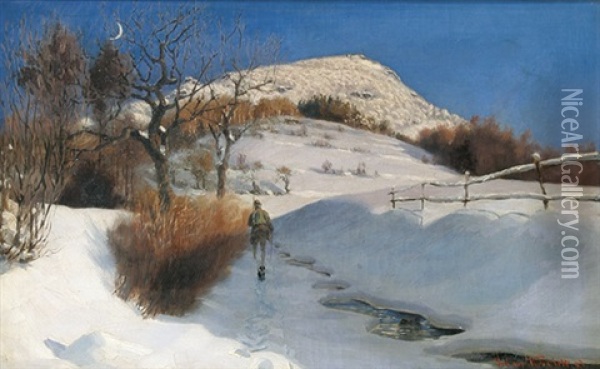 Winterliche Rhonlandschaft Oil Painting - Julius von Kreyfelt