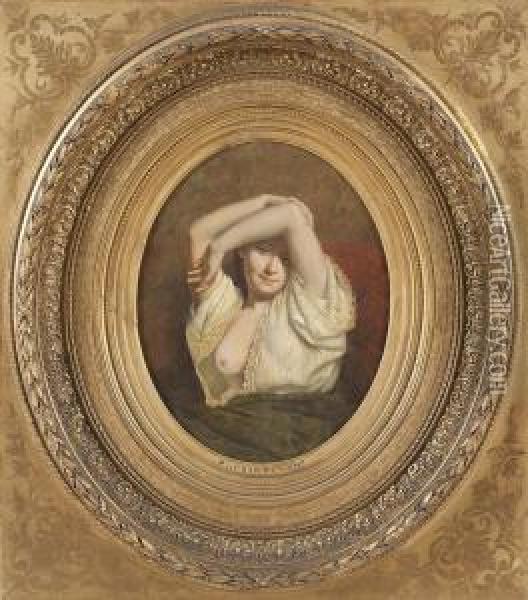 Portrait Einer Jungen Dame Als Halbakt Oil Painting - Louis-Emile Pinel De Grandchamp