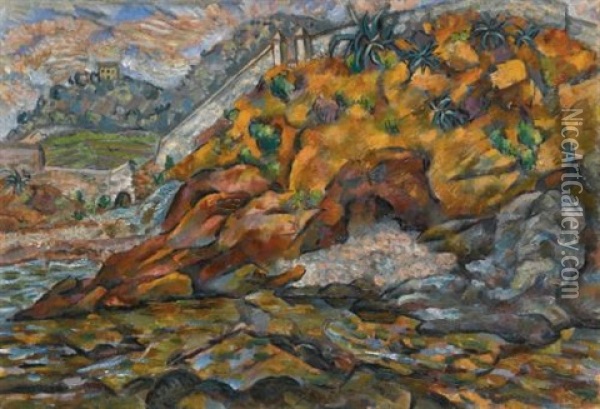 The View Near Bastia Oil Painting - Vladimir Davidovich Baranoff-Rossine