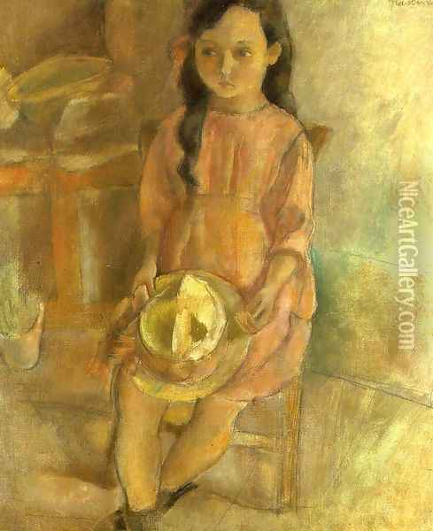 Seated Young Girl I Oil Painting - Jules Pascin