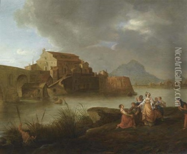 Die Auffindung Moses Oil Painting - Bartholomeus Breenbergh