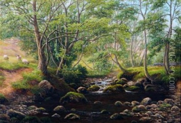 Bow Beck, Near Ben Rhydding, Yorkshire Oil Painting - William Mellor