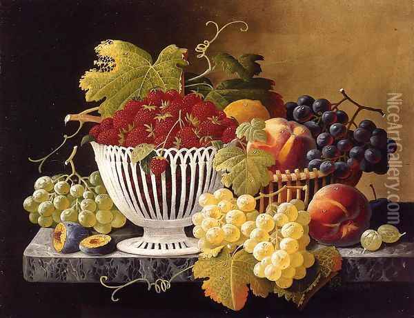 Still Life with Strawberry Basket Oil Painting - Severin Roesen